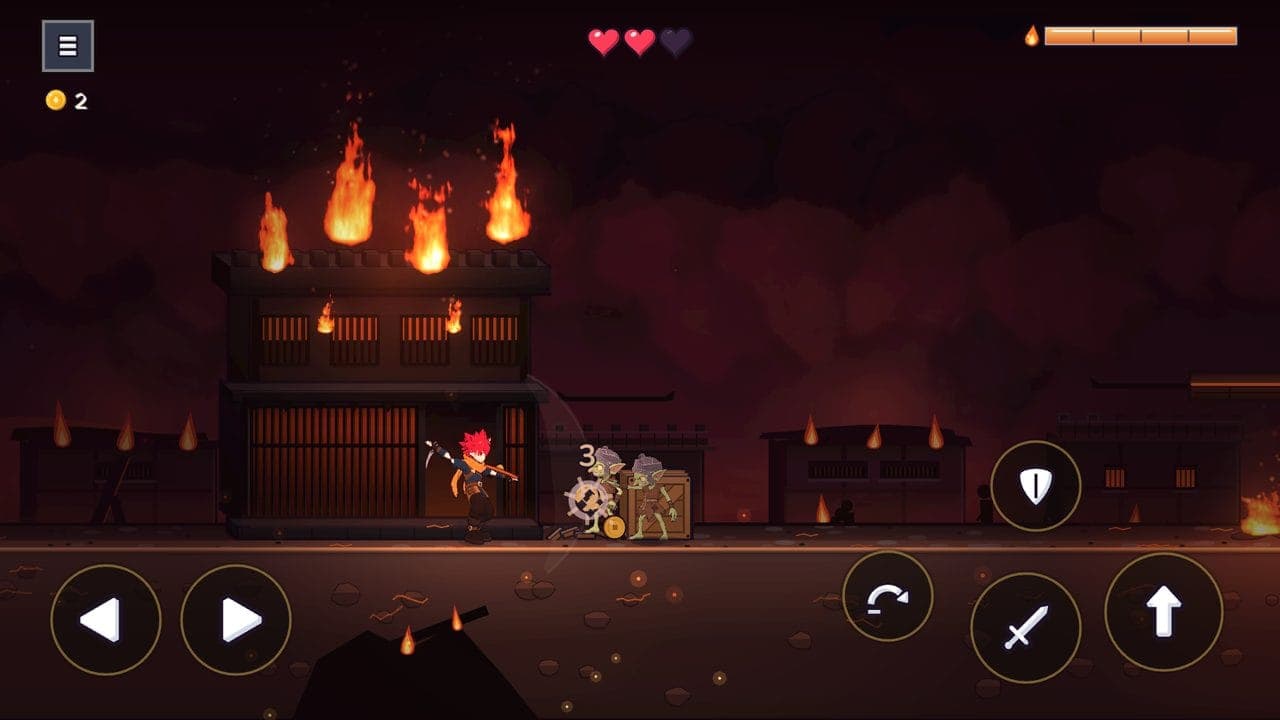 Fighting through the burning village